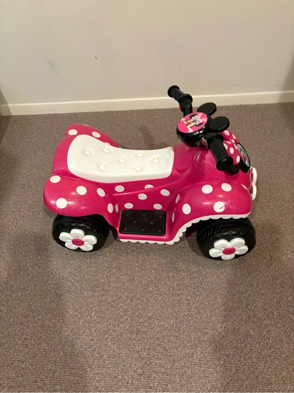 Disney Pink Polka Dot Minnie Ride-On Quad with White Accents 2-3 Years